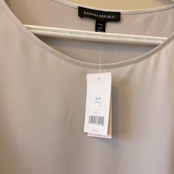 𝅺banana REPUBLIC Silky Grey Long Sleeve Blouse Womens Petite Small. NWT. - Picture 8 of 8